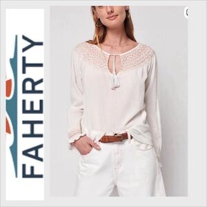 Faherty Brand Laura Embroidered Top sz S
